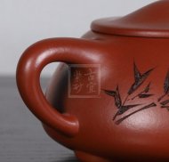 《刻繪石瓢》宜興工藝美術師工紫砂壺家藏大紅袍石瓢