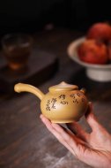 《笠帽唐羽》宜興純手工紫砂壺工藝美術師吳余生原礦黃金段